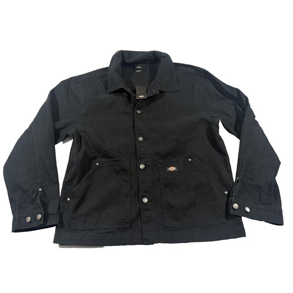 Dickies Jacket Mens Black Chore Coat Workwear Button Canvas Trucker Sz M NWT - Picture 1 of 12